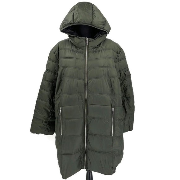 Outdoor Spirit Olive Green Puffer Parka Jacket Coat Plus Size 3X - Picture 2 of 10